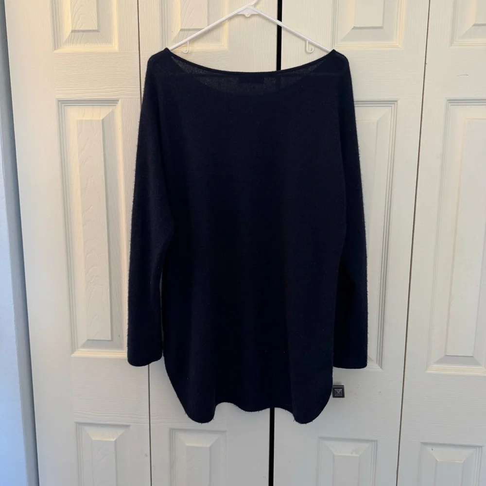 Women's Charter Club Cashmere Sweater High Low Hem,‎ Navy, Size M - Picture 6 of 8